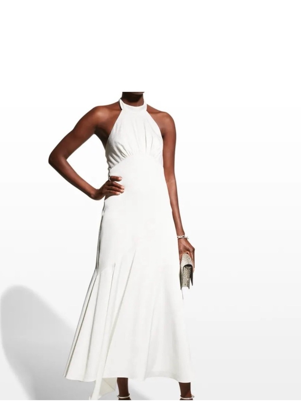 Aidan by Aidan Mattox White Halter Midi Dress